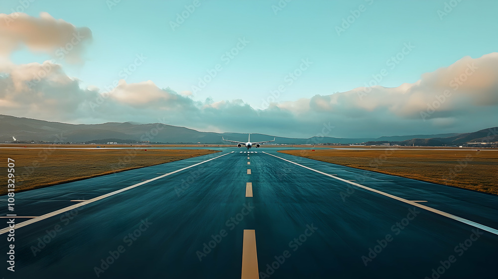 Fototapeta premium Airplane on runway ready for