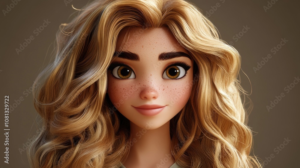 Beauty portrait of a stunning girl with long curly blonde hair showcasing natural elegance and charm Beauty portrait of a stunning girl with long curly blonde hair showcasing natural elegance and charm