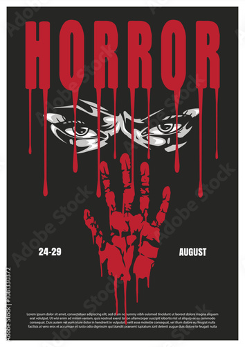 Eerie horror event poster with dates