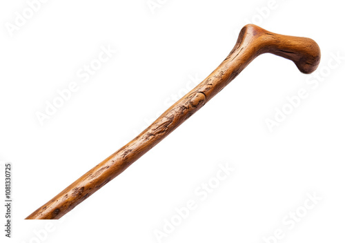 Wooden walking stick on a transparent background. isolated background. photo