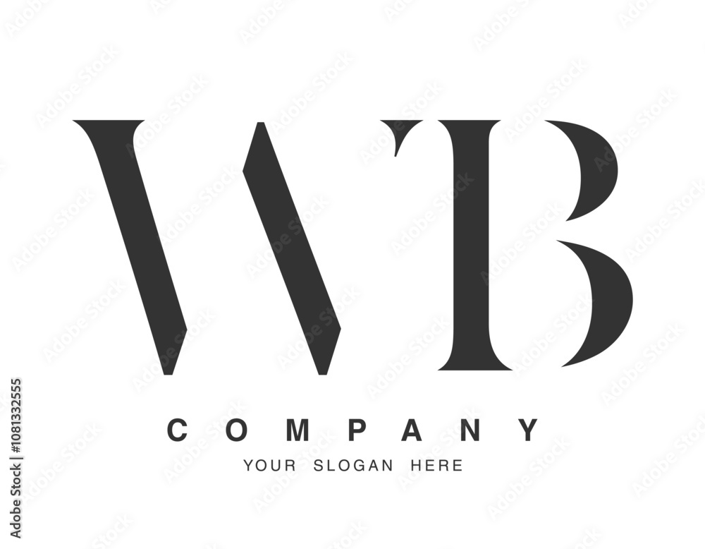 WB logo design. Initial letter w and b serif font style. Creative classic company name typography. Trendy logotype or identity. WB logo design. Initial letter w and b serif font style. Creative classic company name typography. Trendy logotype or identity.