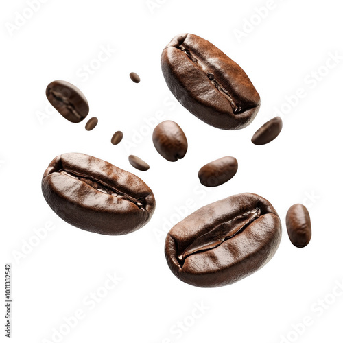 Coffee Beans 3D Icon isolated on transparent background