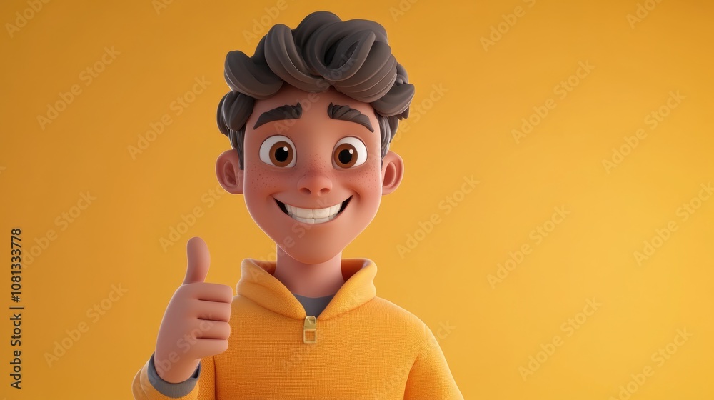 Cheerful young man making a thumbs up gesture conveying positivity and confidence Cheerful young man making a thumbs up gesture conveying positivity and confidence