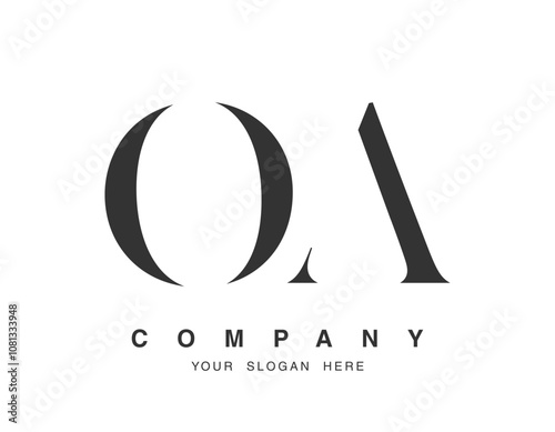 OA logo design. Initial letter o and a serif font style. Creative classic company name typography. Trendy logotype or identity.