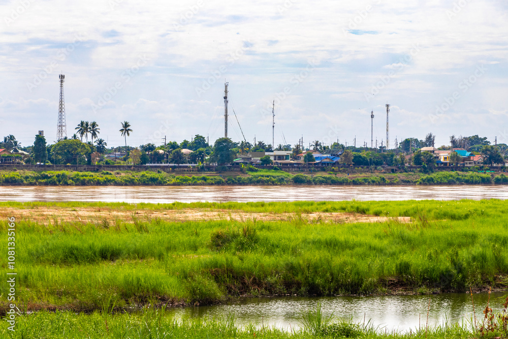 Tropical nature panorama view landscape at Mekong river Vientiane Laos. Tropical nature panorama view landscape at Mekong river Vientiane Laos.
