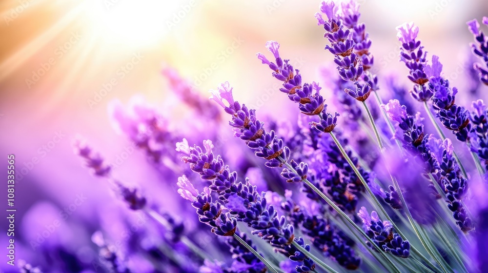 Vibrant Lavender Fields in Soft Evening Light Vibrant Lavender Fields in Soft Evening Light