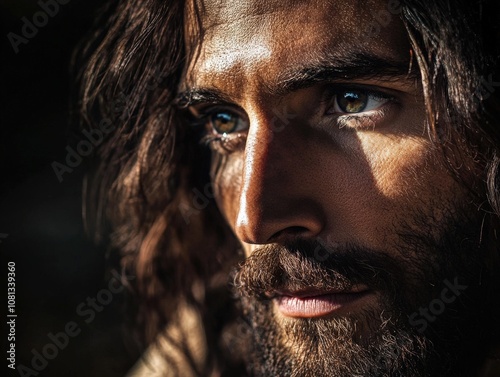 Portrait of Jesus Gazing with Love and Compassion