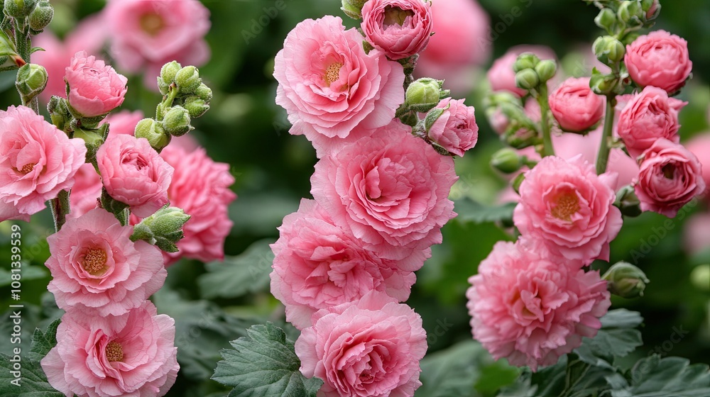 Delicate Pink Flowers in a Garden Setting Delicate Pink Flowers in a Garden Setting
