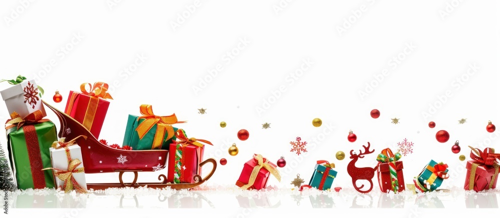 Fototapeta premium abstract christmas gifts and sleigh. Christmas and new year pattern. Perfect for holiday design