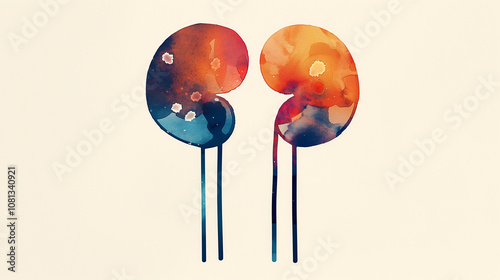 A simple clipart illustration of two kidneys with tube-shaped ureters on a white background.