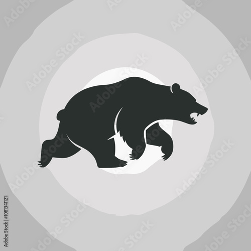 Silhouette of a Powerful Running Bear Vector Illustration