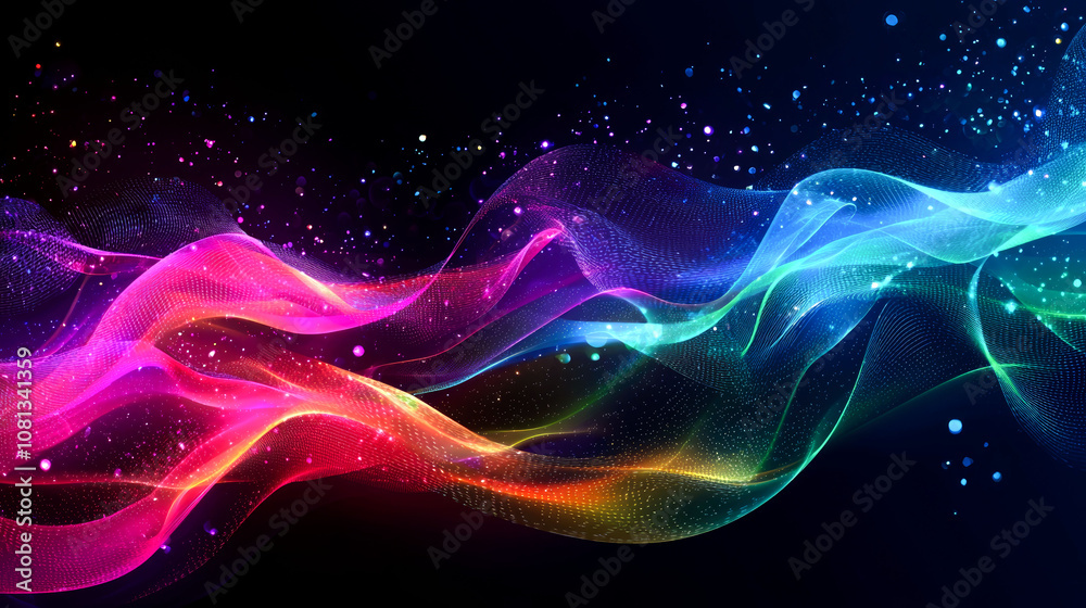 Abstract colorful wave with sparkle. Abstract colorful wave with sparkle.