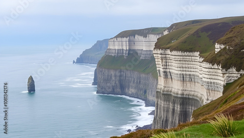 The cliffs of Dover's shores are impressive with their monumentality photo