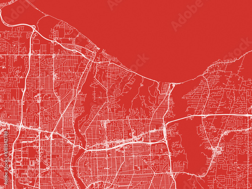 Christmas Map of Irondequoit  New York, USA in Snowy White on Festive Red Background. photo