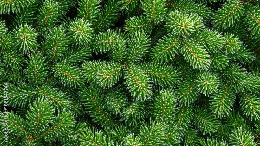 Lush Green Pine Needle Background Texture