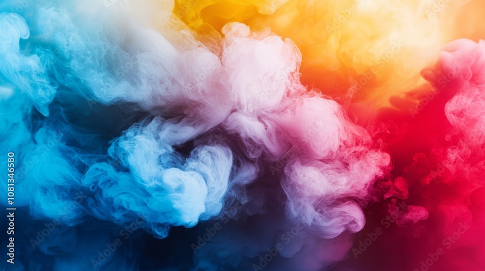 Fototapeta premium Colorful smoke clouds on a dark background