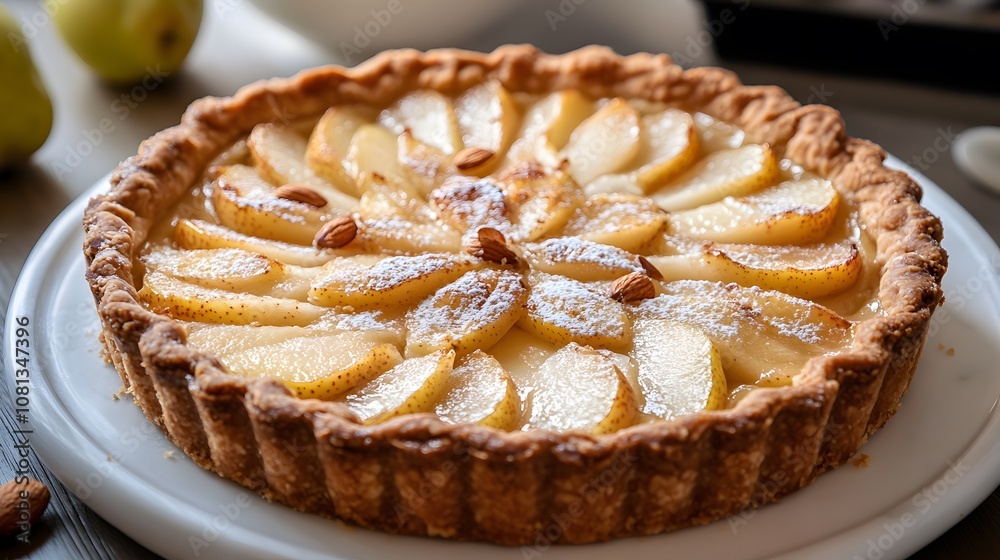 Pear and almond tart with flaky Pear and almond tart with flaky