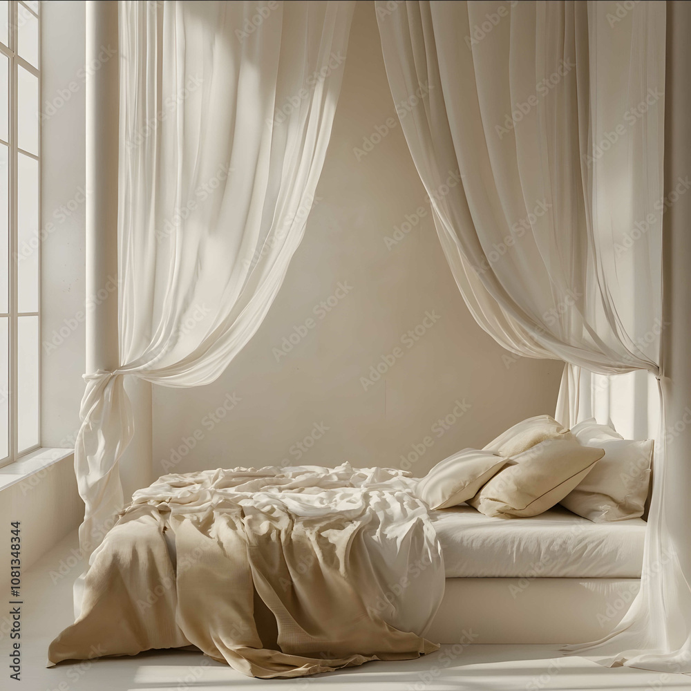 side perspective view of bed canopy with bedsheets and cushions elegant side perspective view of bed canopy with bedsheets and cushions elegant