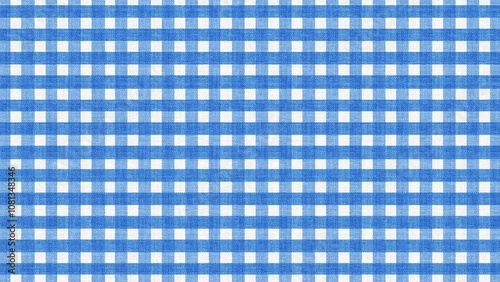 Blue and white gingham checkered seamless textile pattern background
 photo