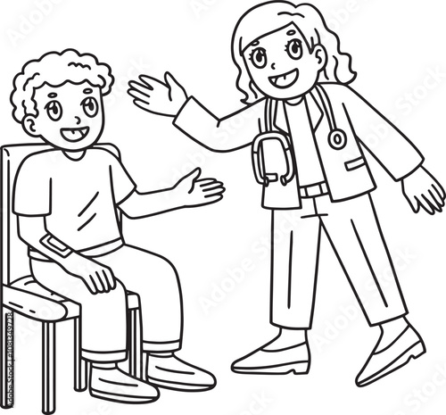 Female Doctor Talking to Patient Isolated Coloring