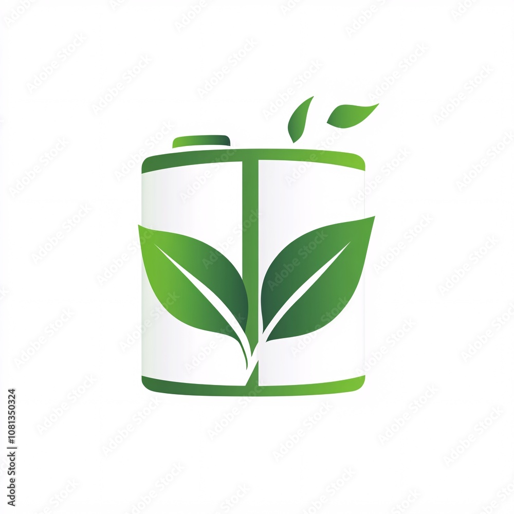 A simple modern logo for a new company developing environmentally friendly batteries, on a white background A simple modern logo for a new company developing environmentally friendly batteries, on a white background