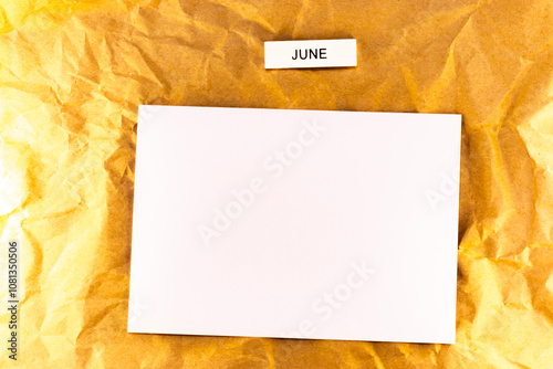empty paper on the yellow blank sheet of plans for meetings and events for the month june