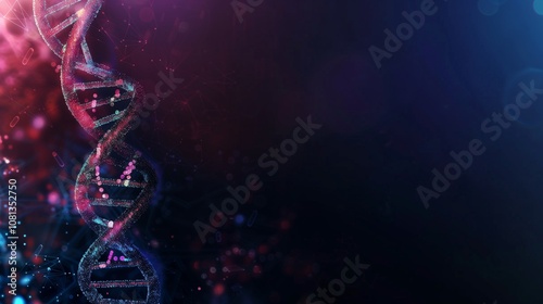 Abstract DNA Spin Microscopic View of Human Genome Structure on Dark Background