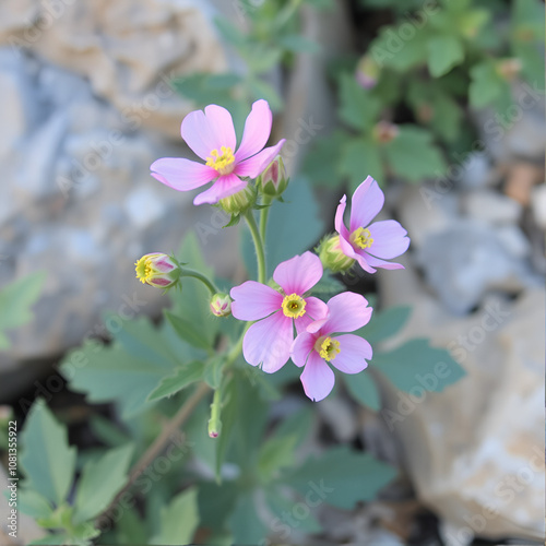 Cistus creticus (pink, hoary rock rose) flowers photo