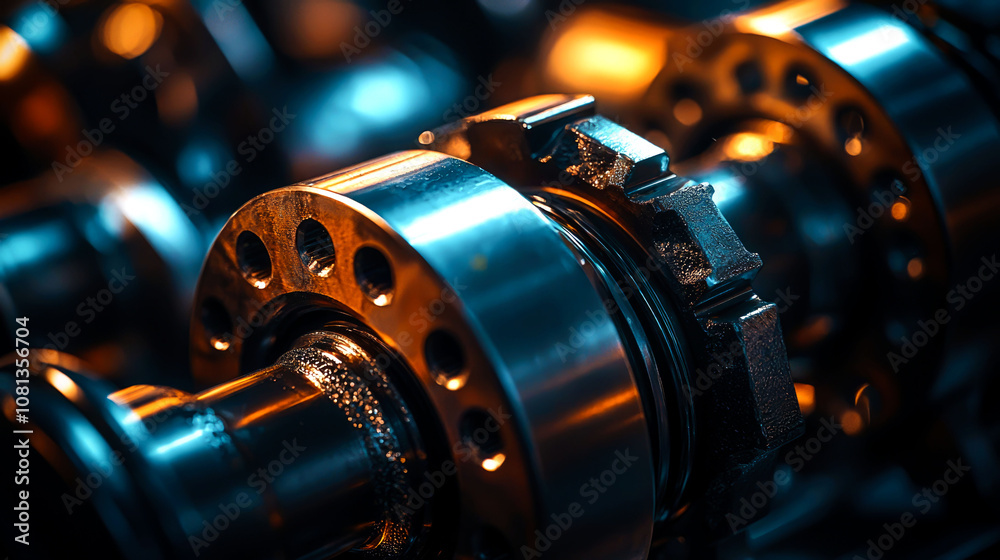 Closeup of a shiny engine crankshaft. Closeup of a shiny engine crankshaft.