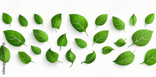 Wallpaper Mural Green Leaf Icons Set for Eco, Natural, Organic Design - Vector Illustration Torontodigital.ca
