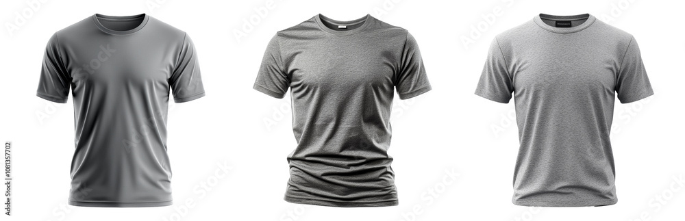 PNG Gray T-Shirts Collection for Casual Wear. Isolated on transparent background PNG Gray T-Shirts Collection for Casual Wear. Isolated on transparent background