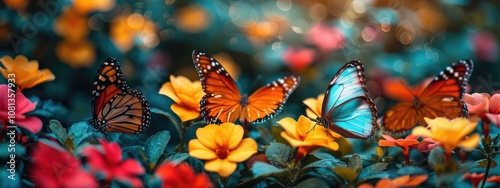 Delicate beauty - butterflies background, serene wallpaper design perfect for banners, posters, greeting cards, featuring vibrant colors, to enhance your creative projects and flyers. photo