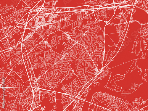 Christmas Map of Levittown  Pennsylvania, USA in Snowy White on Festive Red Background. photo