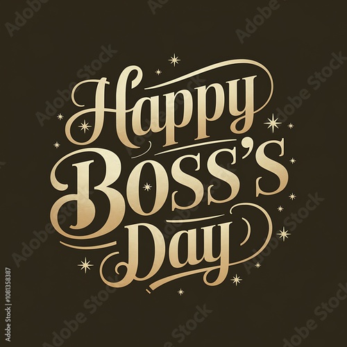 Golden Script Happy Boss's Day Greeting with Stars photo