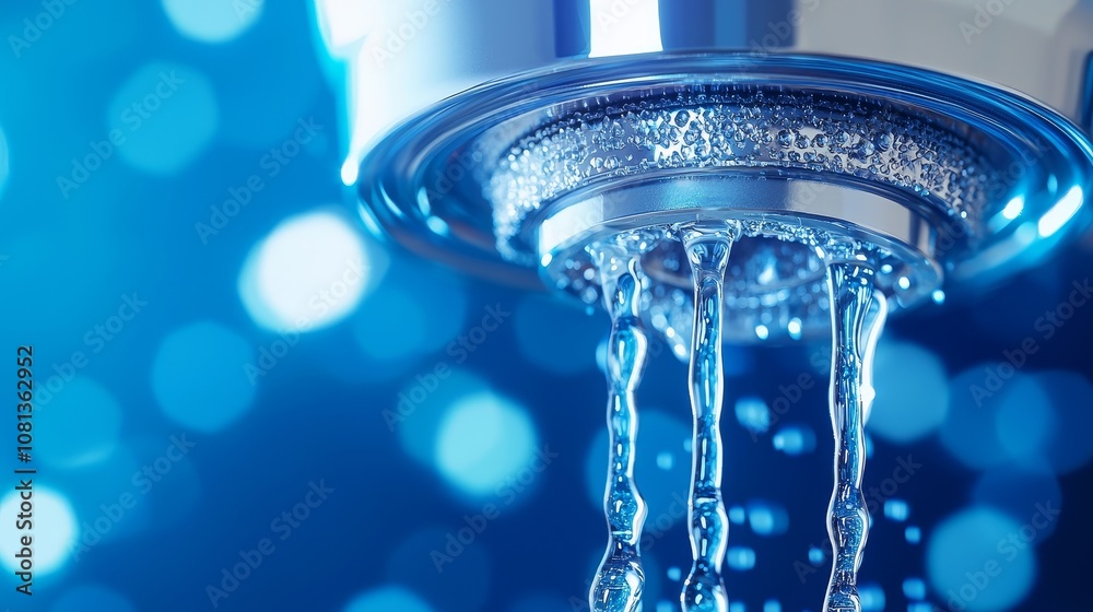 Close-up of water dripping from a metal pipe under a bathroom sink, highlighting the wet surfaces and clogged plumbing issue, blue background Close-up of water dripping from a metal pipe under a bathroom sink, highlighting the wet surfaces and clogged plumbing issue, blue background