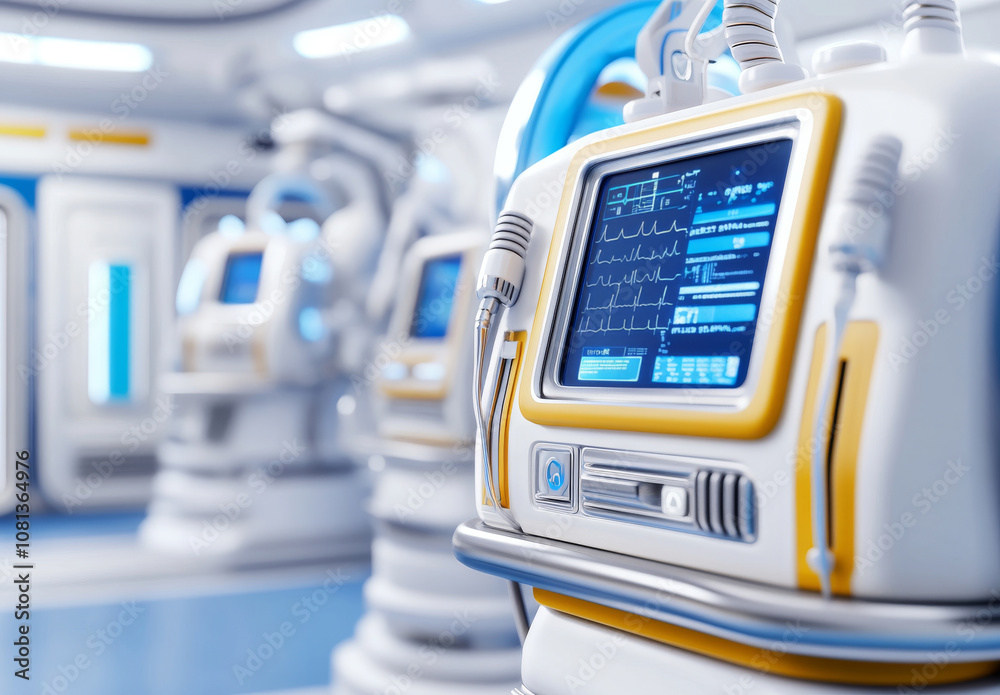 Futuristic medical technology in a high-tech environment with advanced monitoring systems Futuristic medical technology in a high-tech environment with advanced monitoring systems