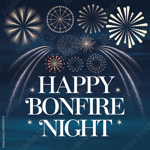 Wallpaper Mural Fireworks Display with "Happy Bonfire Night" Text Torontodigital.ca