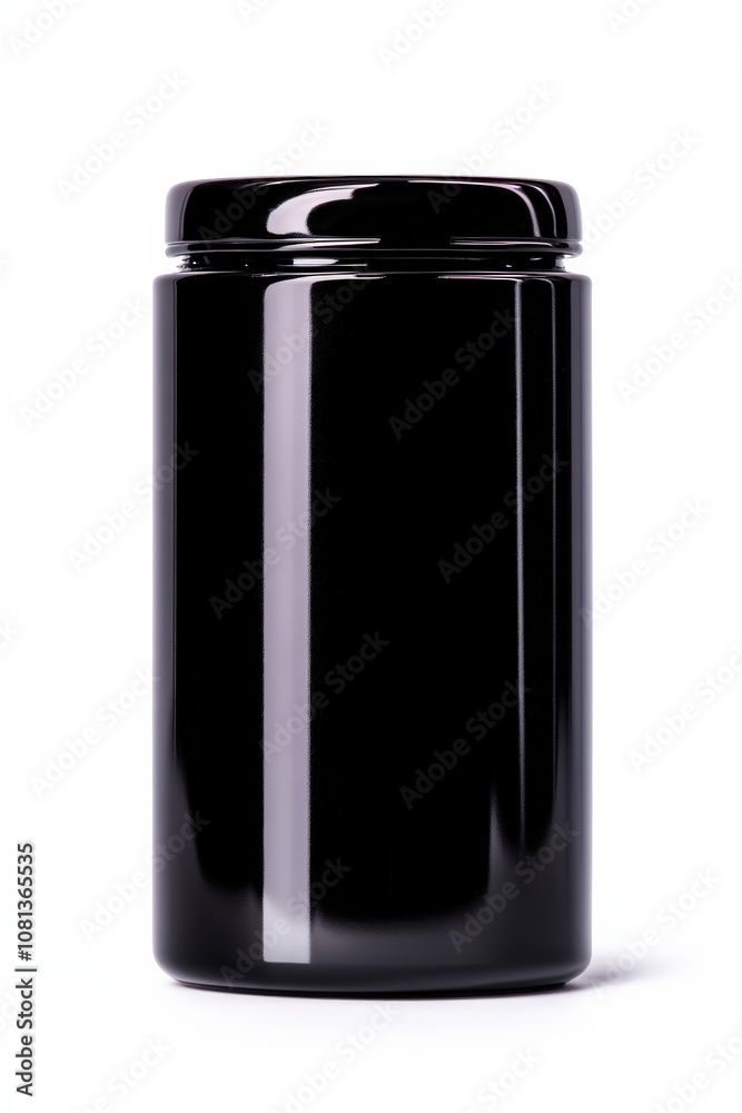 A sleek black jar designed for storage, featuring a glossy finish, ideal for various uses such as food preservation or cosmetic storage. A sleek black jar designed for storage, featuring a glossy finish, ideal for various uses such as food preservation or cosmetic storage.
