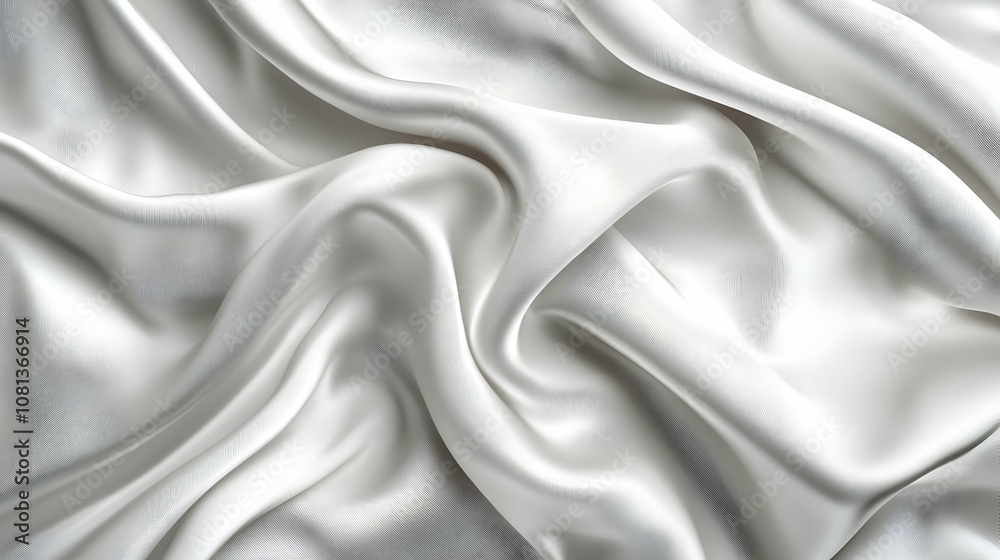 Elegant Draped Silver Satin Fabric Texture Background Image