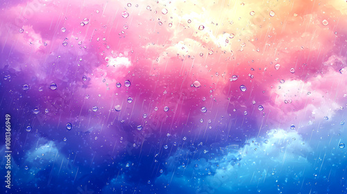 Colorful sky with rain drops.