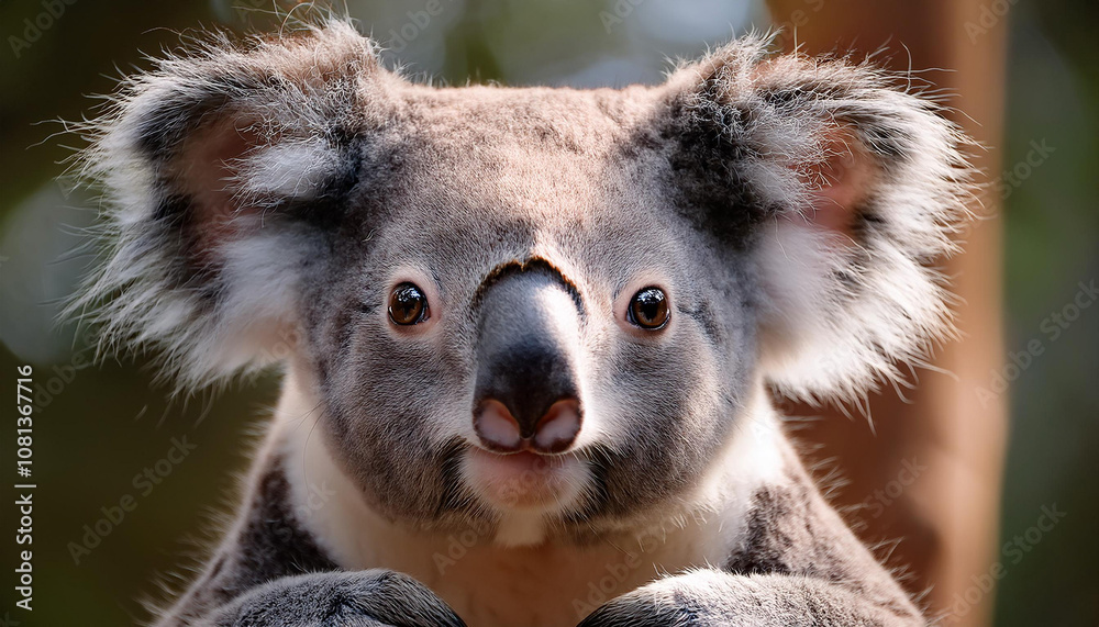 Fototapeta premium Close-Up of a Koala, Emphasizing Its Gentle Expression and Fur Texture