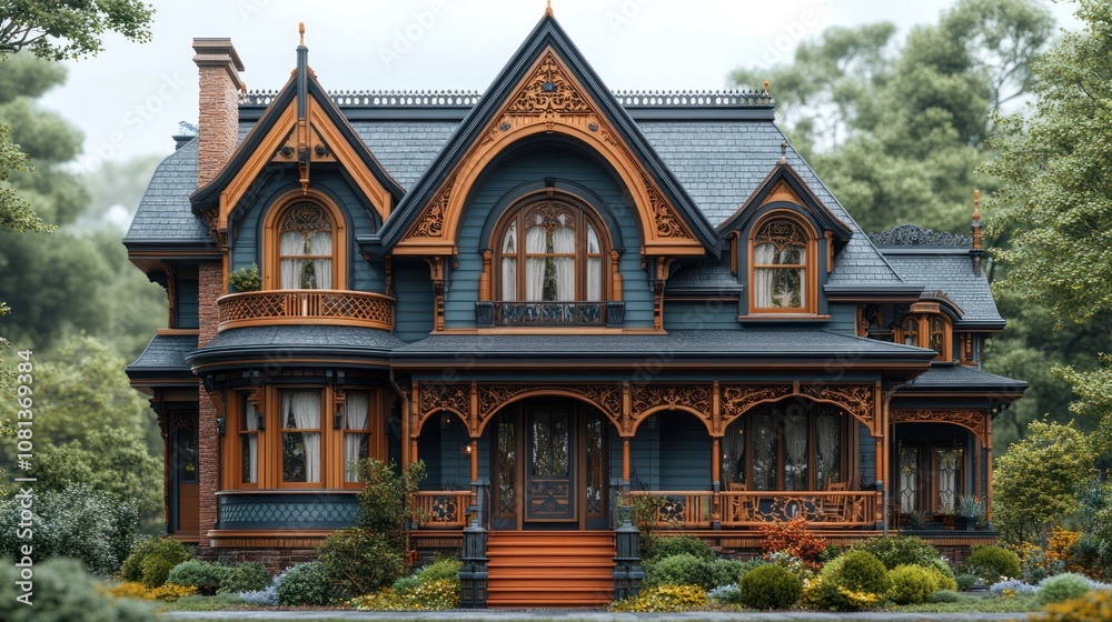 a classic Victorian house with intricate woodwork, steep gabled roof, and ornate detailing, on a white background. a classic Victorian house with intricate woodwork, steep gabled roof, and ornate detailing, on a white background.
