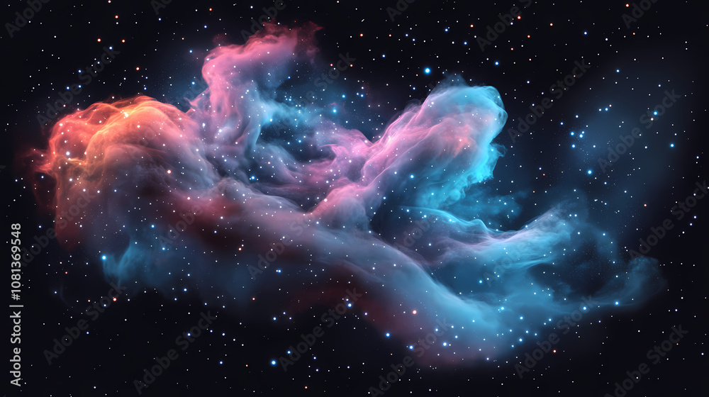 Fototapeta premium Amazing outer space. colorful nebula with stars in isolated on transparent background. Nebula. Illustration