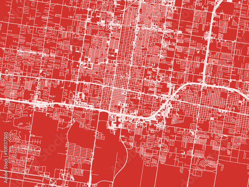 Christmas Map of McAllen Texas, USA in Snowy White on Festive Red Background. photo