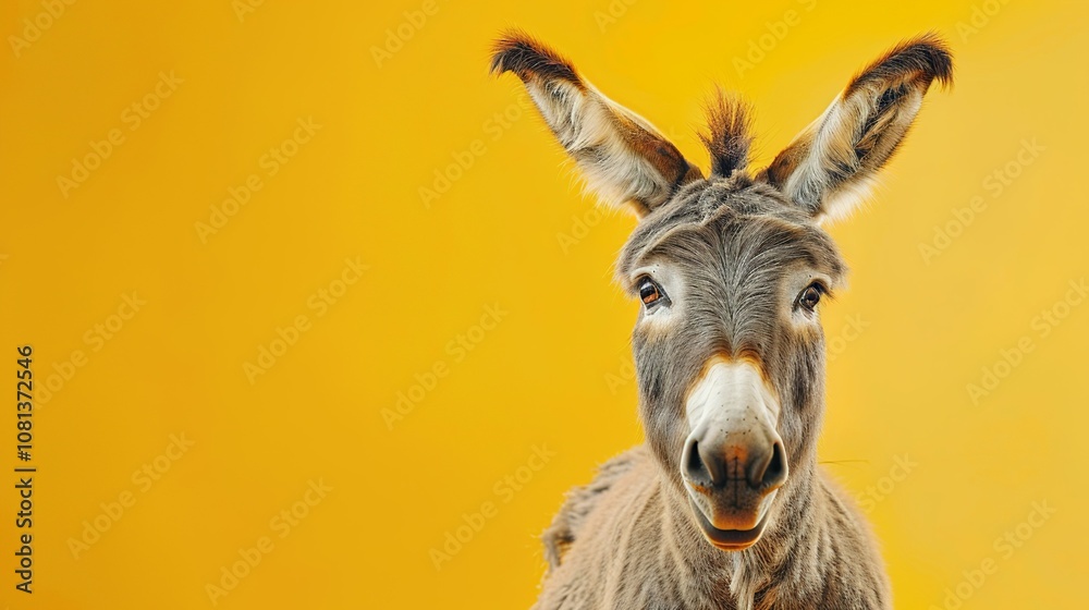 Fototapeta premium Donkey as a teacher banner with copy space area for text. Cute Donkey...