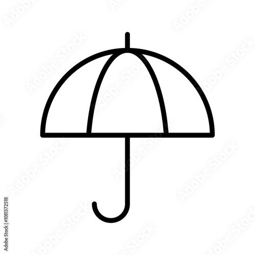 雨傘のお天気線画アイコン_線幅修正可能