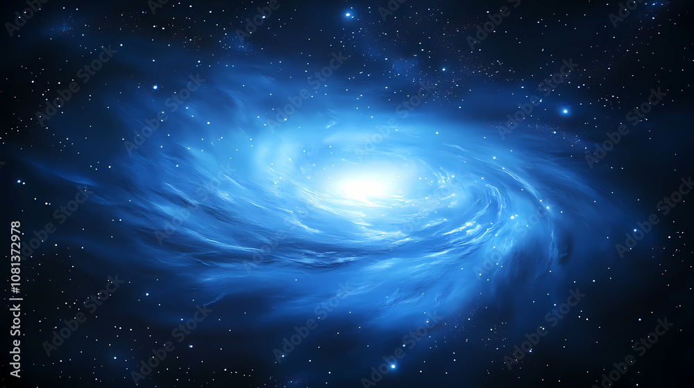 Fototapeta premium Blue nebula in space, starry sky, dark background. Nebula. Illustration