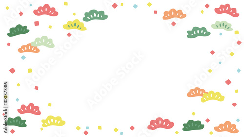 かわいいカラフルな松のフレーム素材