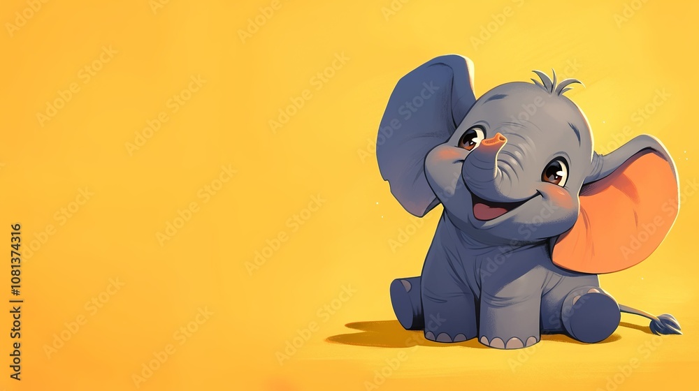 Naklejka premium Elephant as a teacher banner with copy space area for text. Cute Elephant...