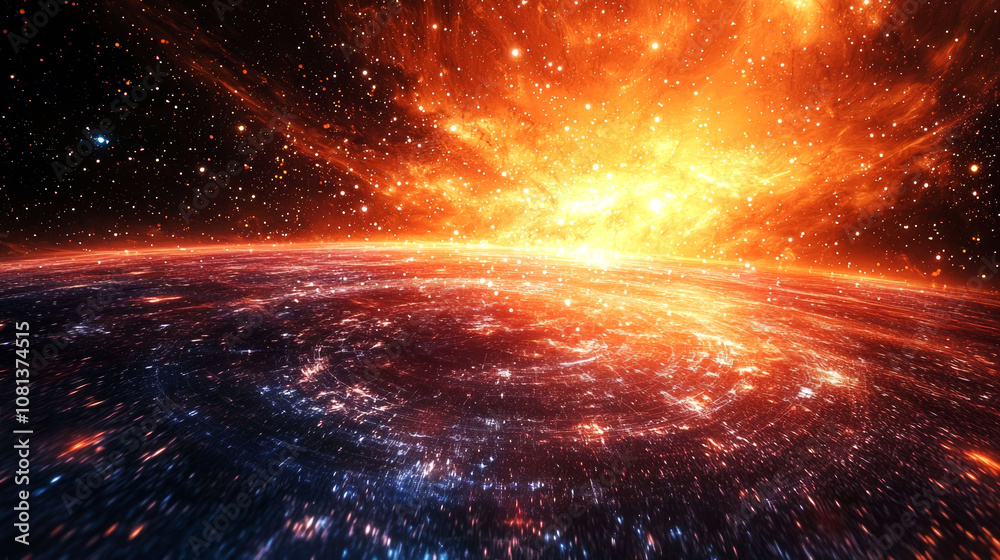 Fiery sunrise over planet Earth. Fiery sunrise over planet Earth.